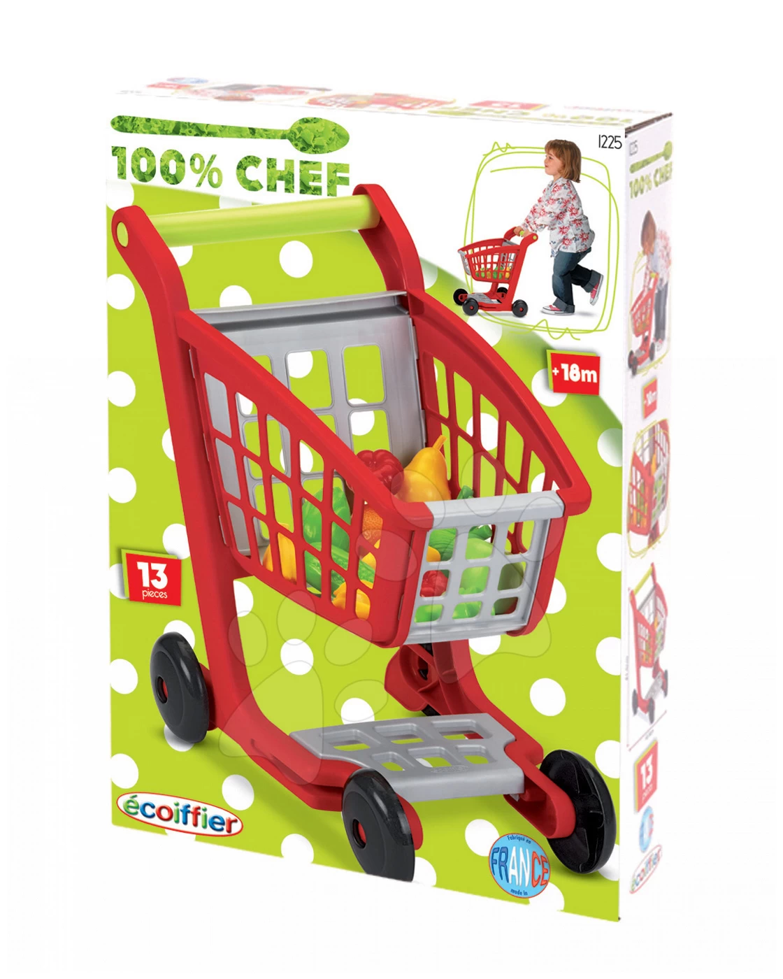 ECOIFFIER Einkaufswagen 100% Chef Écoiffier Mit Lebensmitteln Und 13 Zubehör Rot-silber Ab 18 Monaten 5 ECOIFFIER Einkaufswagen 100% Chef Écoiffier Mit Lebensmitteln Und 13 Zubehör Rot-silber Ab 18 Monaten – Bild 5