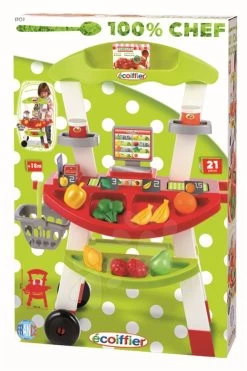 ECOIFFIER Gemüseständer 100% Chef Écoiffier Mit Korb, Waage, Gemüse Und 21 Zubehörteilen Ab 18 Monaten