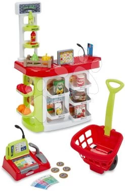 Shop Supermarkt 3in1 Checkout Ecoiffier Mit Kasse Und Einkaufswagen Und 31 Zubehör Ab 18 Monaten ECO1691