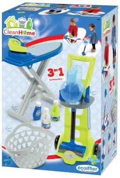 ECOIFFIER Aufräumungswagen Mit Bügelbrett 3v1 CleanHome Écoiffier Mit Reinigungs-Ergänzungen Ab 18 Monaten
