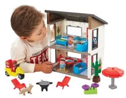 ECOIFFIER Baukasten Familienhaus Abrick Écoiffier Zweistöckig Mit Motorrad Und 3 Figuren 56 Teile Ab 18 Monaten