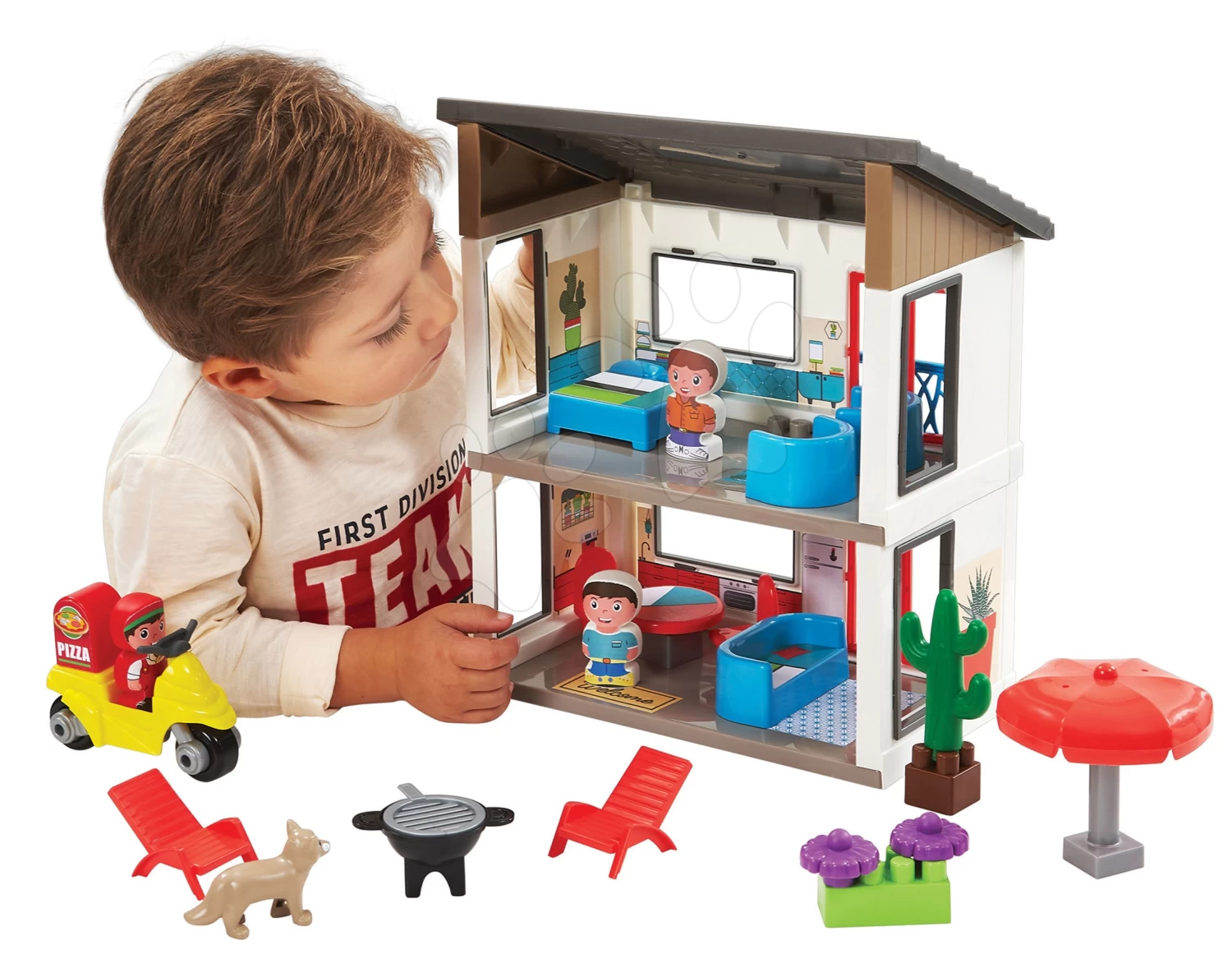 ECOIFFIER Baukasten Familienhaus Abrick Écoiffier Zweistöckig Mit Motorrad Und 3 Figuren 56 Teile Ab 18 Monaten 1 ECOIFFIER Baukasten Familienhaus Abrick Écoiffier Zweistöckig Mit Motorrad Und 3 Figuren 56 Teile Ab 18 Monaten