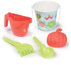 ECOIFFIER Schubkarre Mit Gartengeräten Garnished Weelbarrow Set Écoiffer Mit Einem Eimer Mit 5 Zubehörteilen Ab 18 Monaten